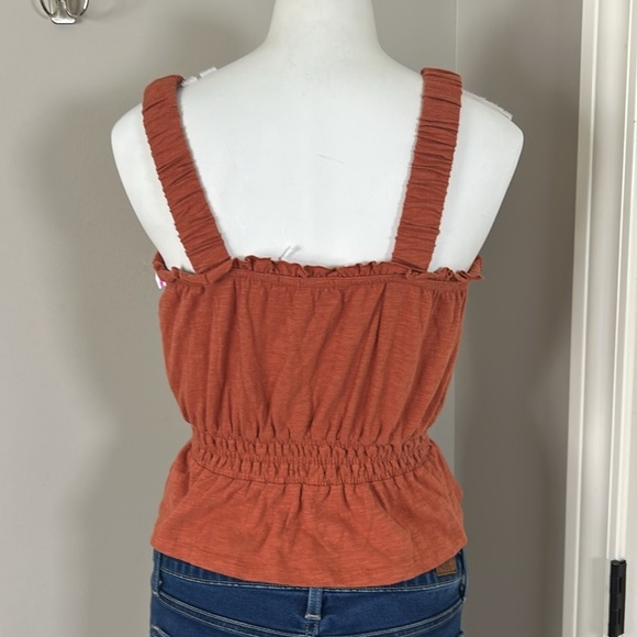 MARINE LAYER Dylan Smocked Sleeveless Top BAKED CLAY Orange Red Sz XS NEW - Picture 7 of 11